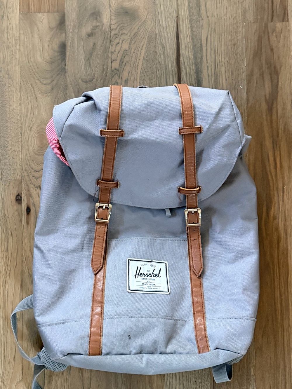 Herschel Supply Company Light Gray Canvas Backpack with Brown Trim